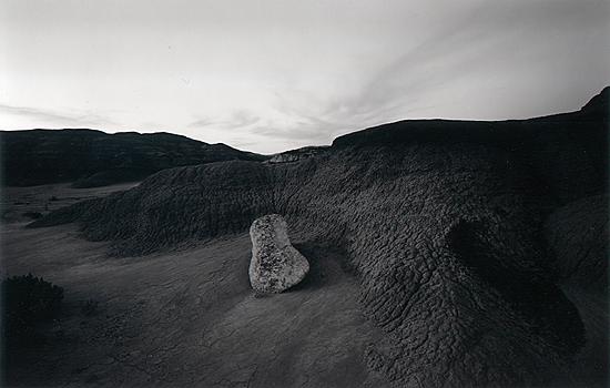 black and white image  of bisti badlands