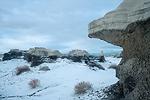 badlands with snow
